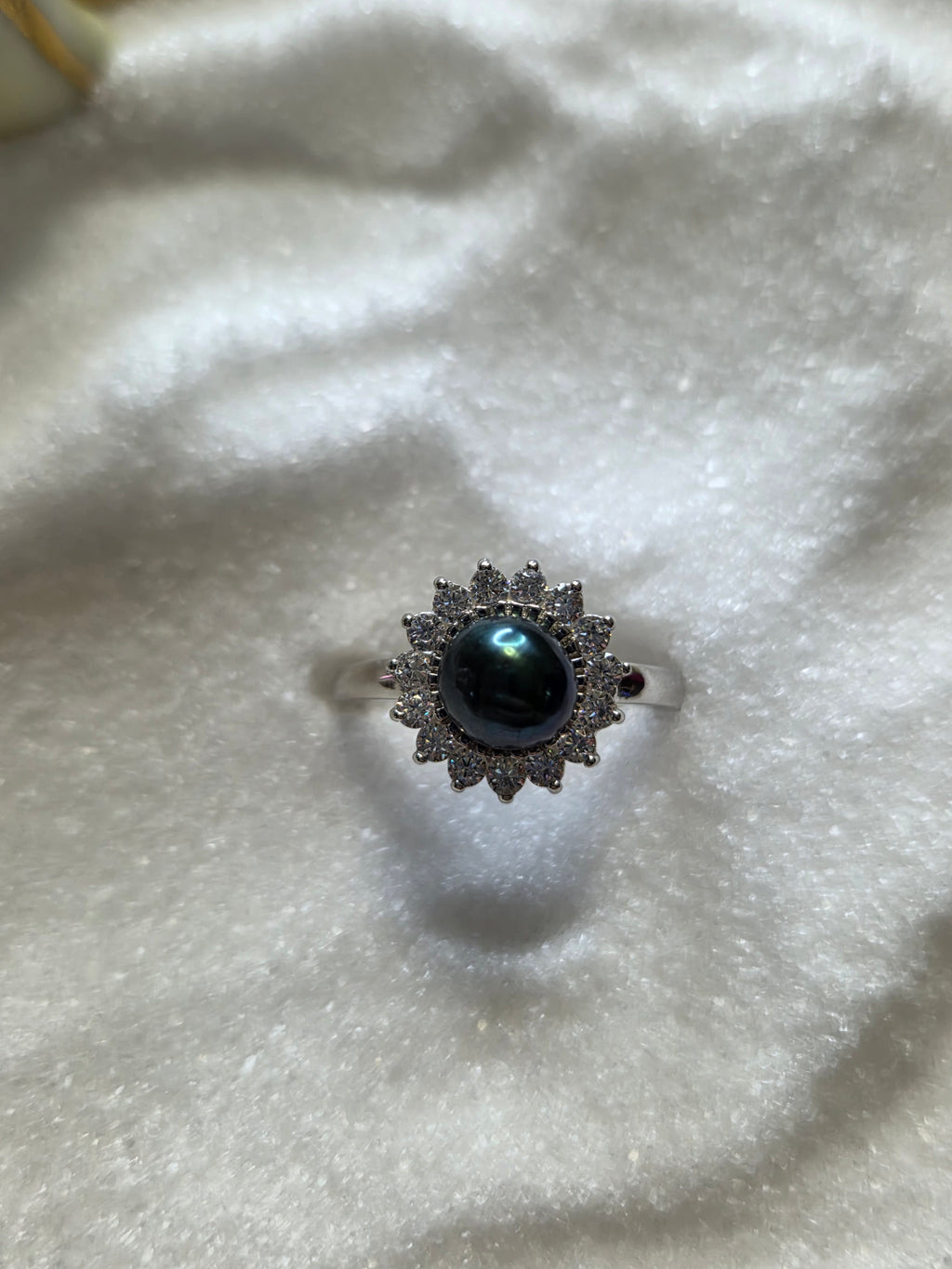 Crystal Round Sterling Ring