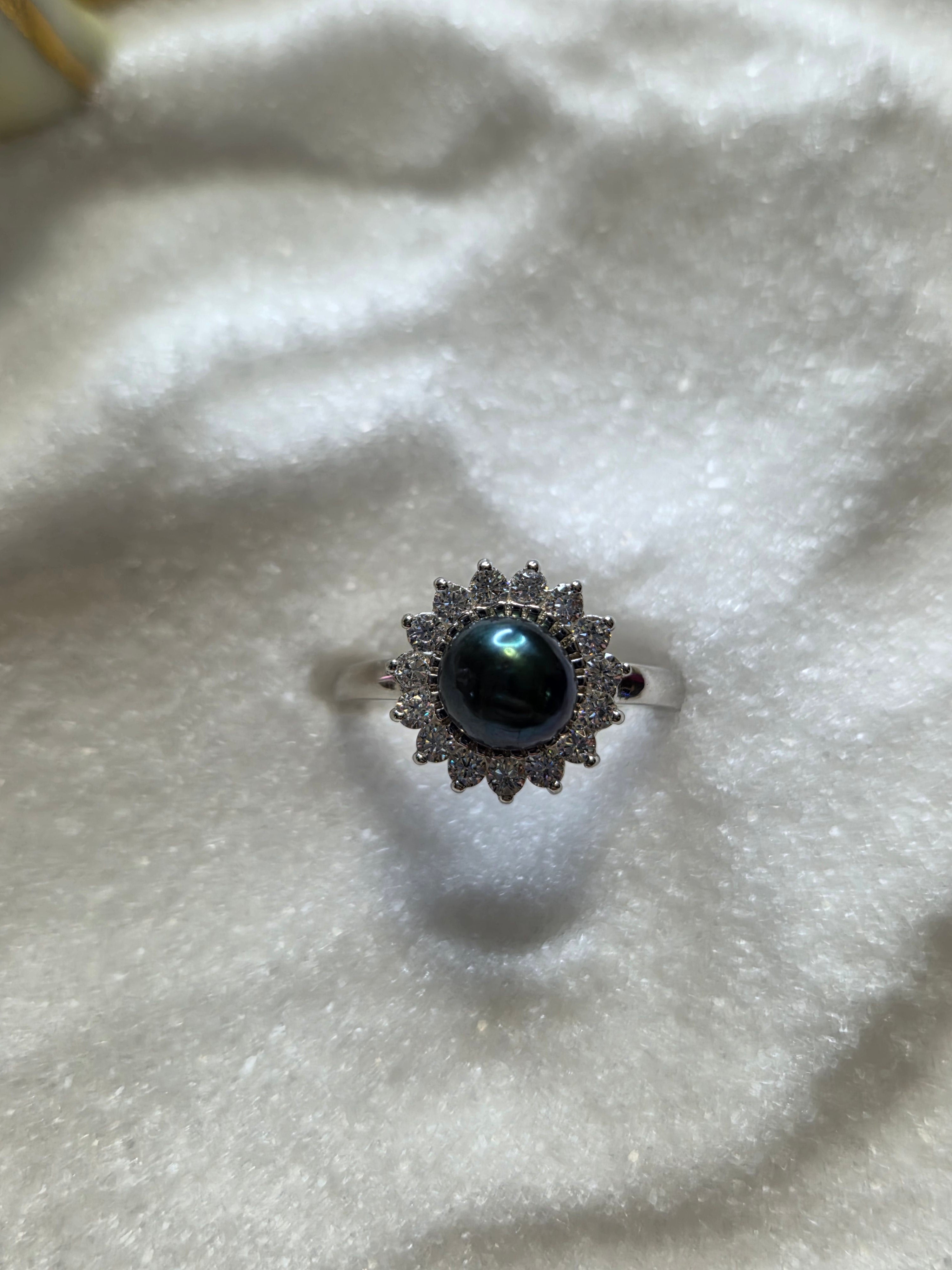 Crystal Round Sterling Ring