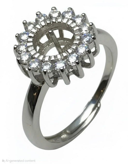 Crystal Round Sterling Ring