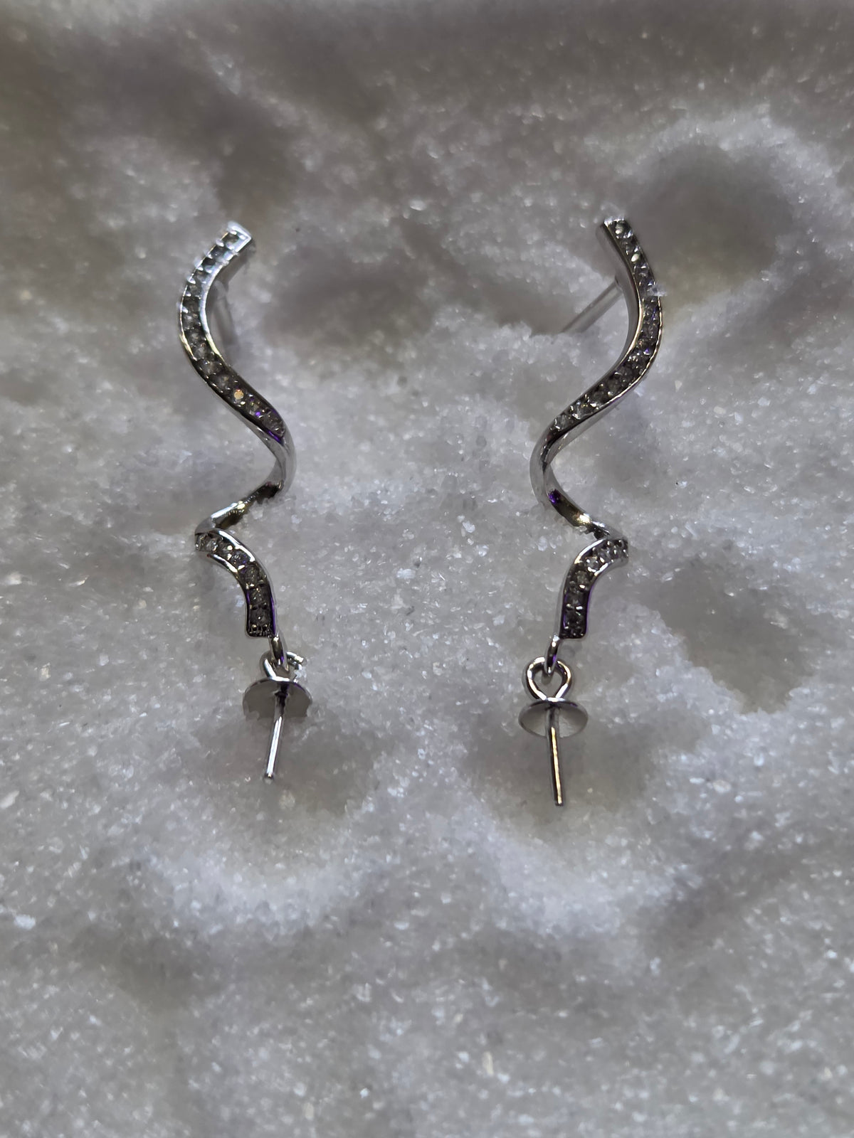 Rhinestone Twist Sterling Dangle Earrings