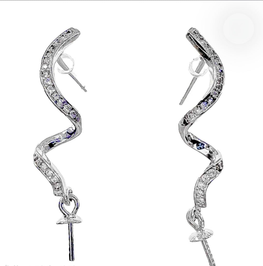 Rhinestone Twist Sterling Dangle Earrings