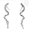 Rhinestone Swirl Sterling Dangle Earrings