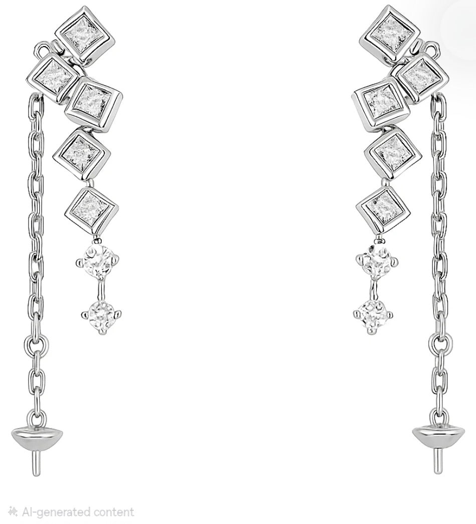 Cascading Pearl Sterling Earring