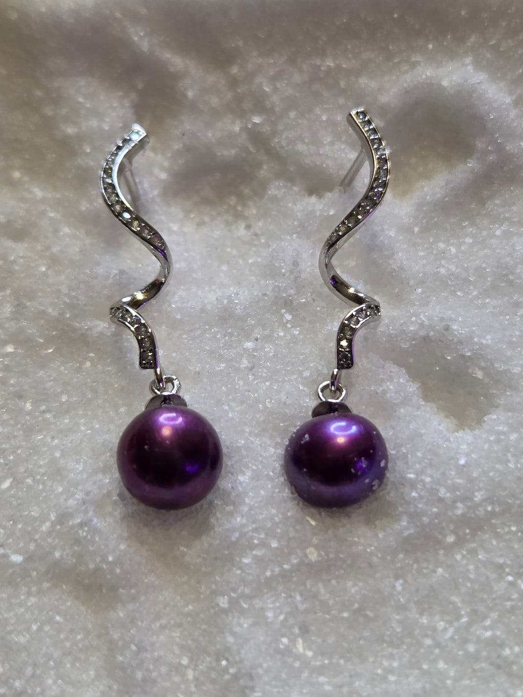 Rhinestone Twist Sterling Dangle Earrings