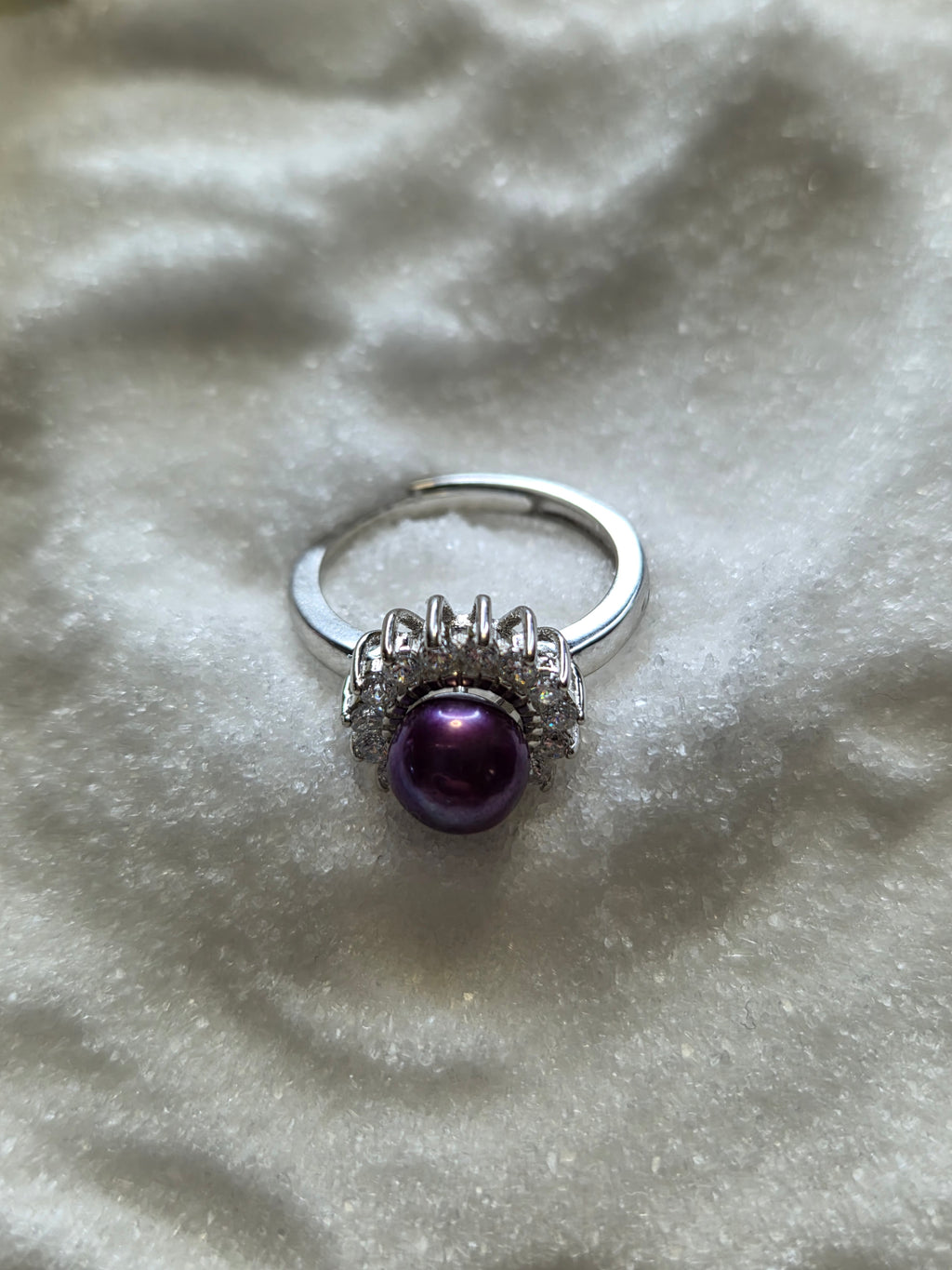 Crystal Round Sterling Ring