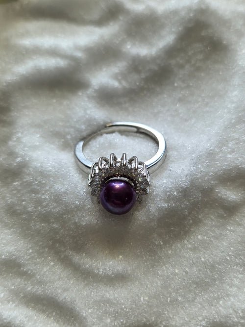 Crystal Round Sterling Ring